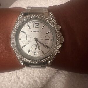 Express Silver Crystal Women's Watch